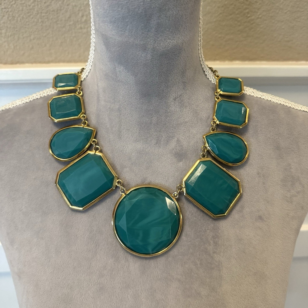 Kate Spade New York SWIRL AROUND Statement Bib Necklace Turquoise Aqua Blue